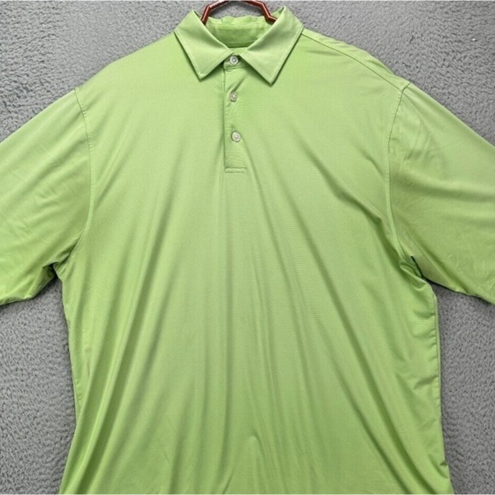 FootJoy FJ Shirt Mens XL Green Pencil Striped Golf Polo Short Sleeve Rugby Logo